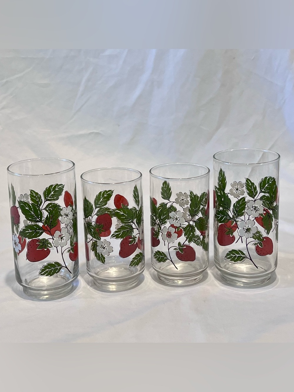 Vintage Libbey Strawberry Blossom Glasses Set of 4